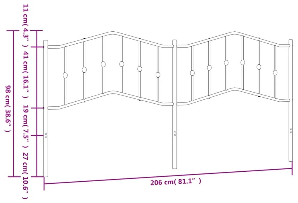 Cabeceira de cama 200 cm metal branco