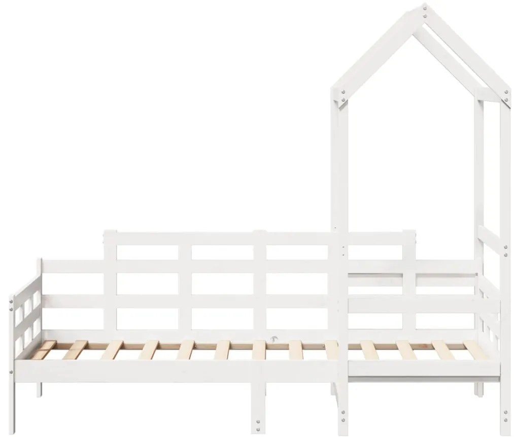 Sofá-cama com telhado 90x200 cm madeira de pinho maciça branco