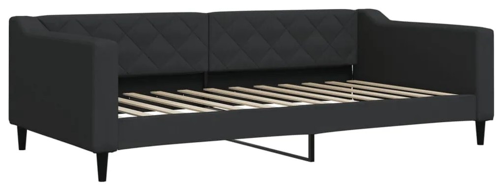 Sofá-cama com gavetão e colchões 100x200 cm tecido preto
