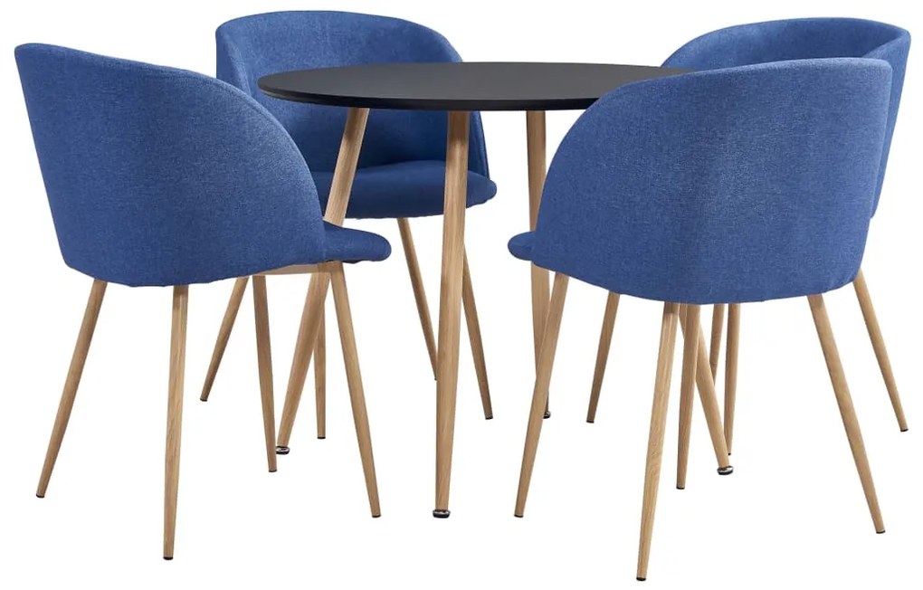 vidaXL 5 pcs conjunto de jantar tecido azul