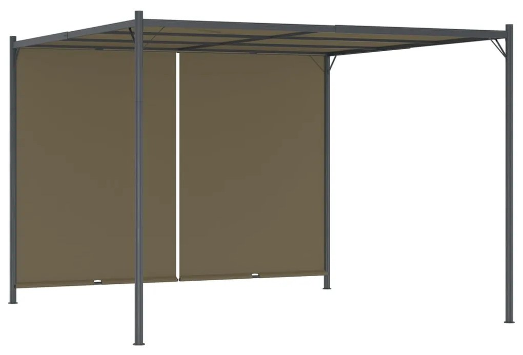 vidaXL Pérgola jardim telhado retrátil 3x3m 180 g/m² cinza-acastanhado