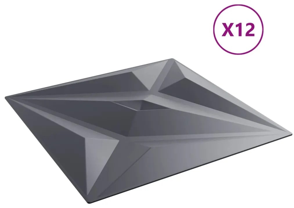 Painéis de parede 12 pcs 50x50 cm 3m² XPS estrela cinzento