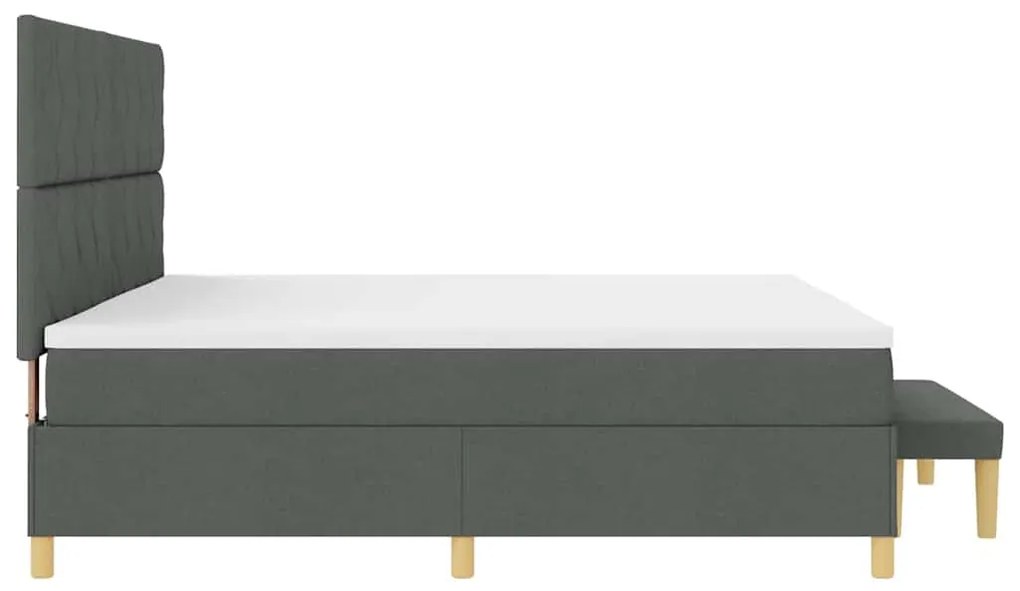 Cama Box Spring com Colchão &amp; Banco Cinza Escuro 200x200 cm Tecido