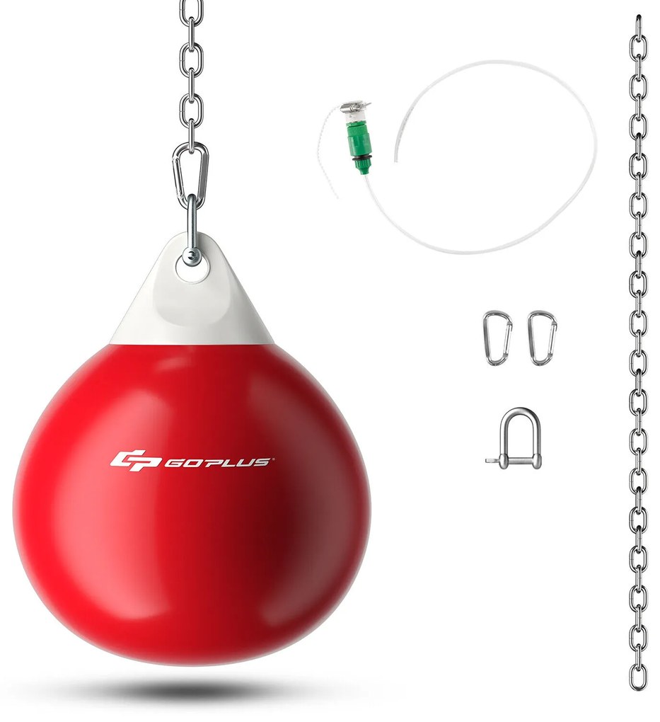 Saco de água para pancadas pesadas de 18 polegadas e 110 libras com corrente de metal ajustável - branco