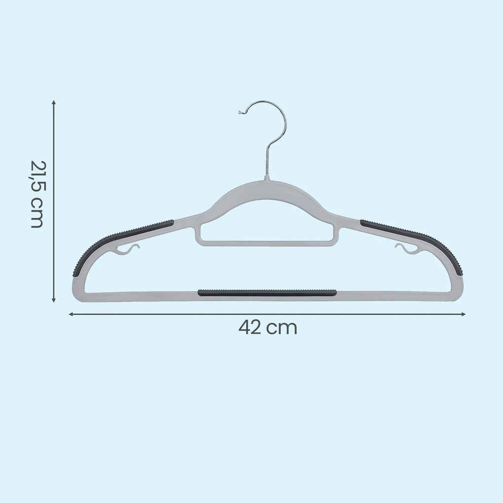 Conjunto de 30 cabides Prateado + Cinza claro + Cinza escuro