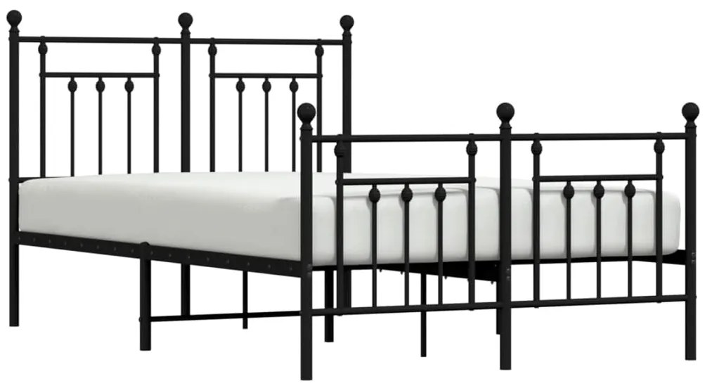 Estrutura de cama com cabeceira e pés 120x200 cm metal preto