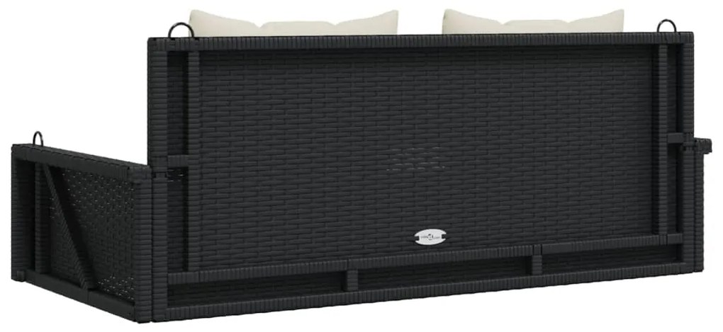 Banco baloiço com almofadões 119x56x48 cm vime PE preto