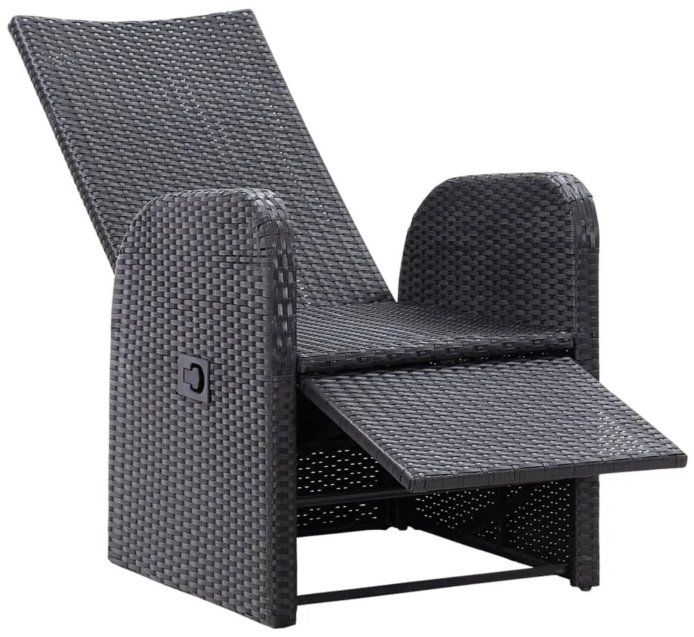 Cadeiras de jardim reclináveis c/ almofadões 2pcs vime PE preto