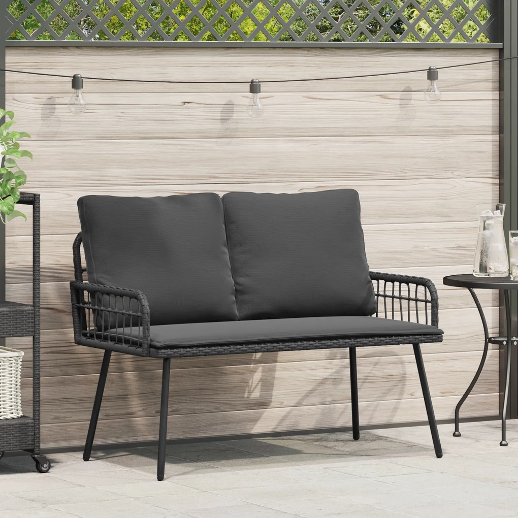 Banco de Jardim vidaXL Preto 114x64x78 cm Rattan Sintético