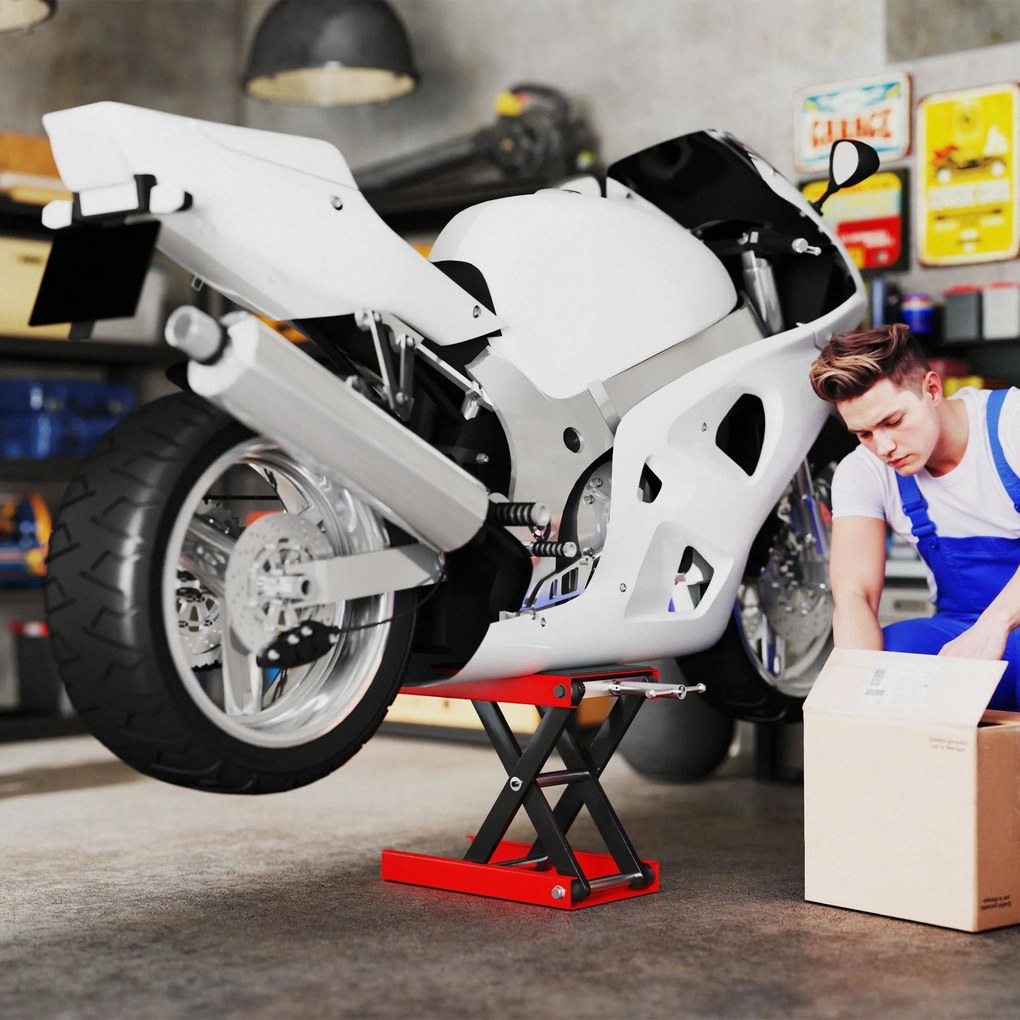 Suporte para motos com pé de apoio, suporte de oficina para motos todo-o-terreno, motocross e supermotard, altura ajustável de 10 a 37 cm, em aço, car