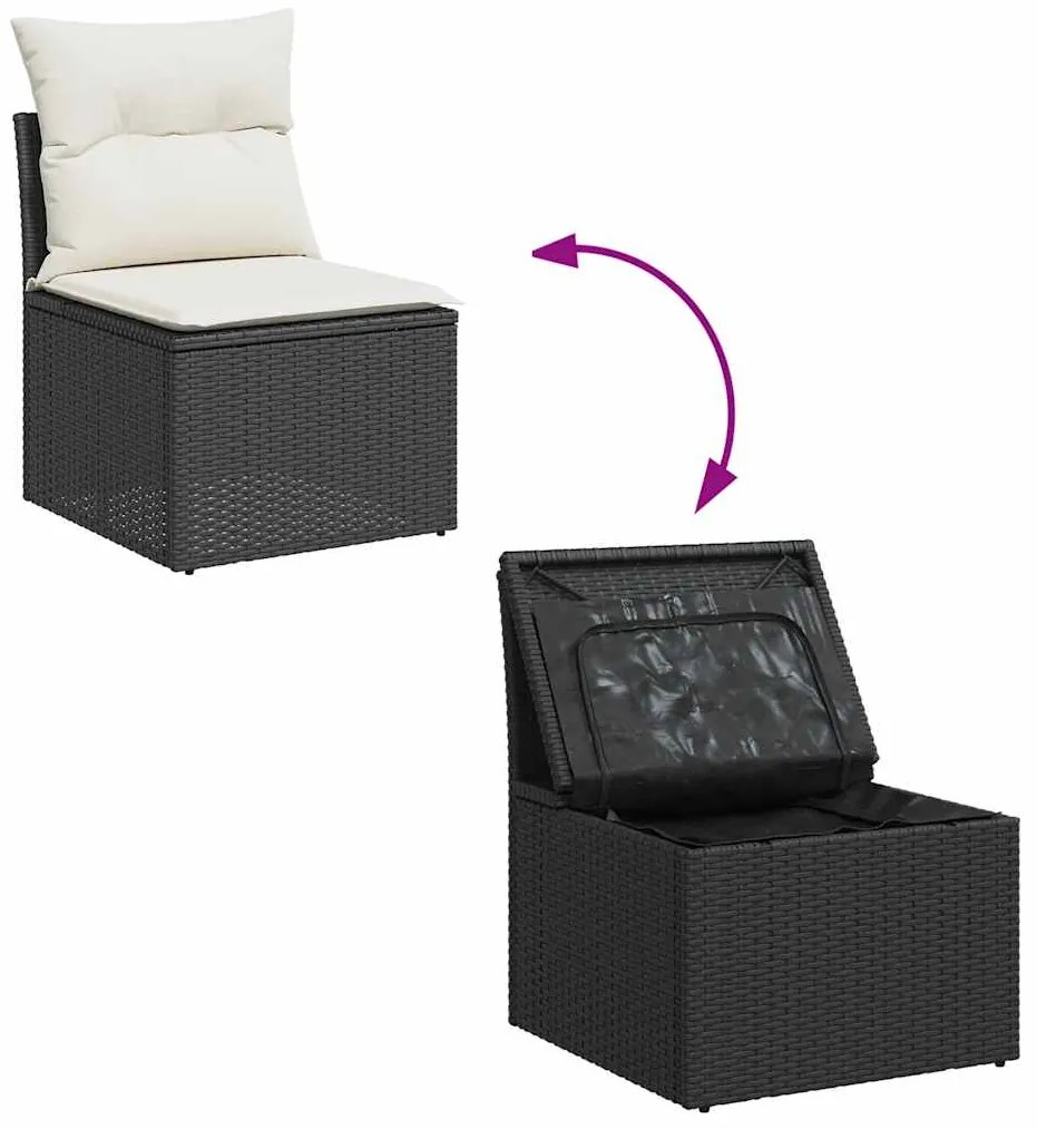 13 pcs conjunto de sofás de jardim com almofadões vime PE preto