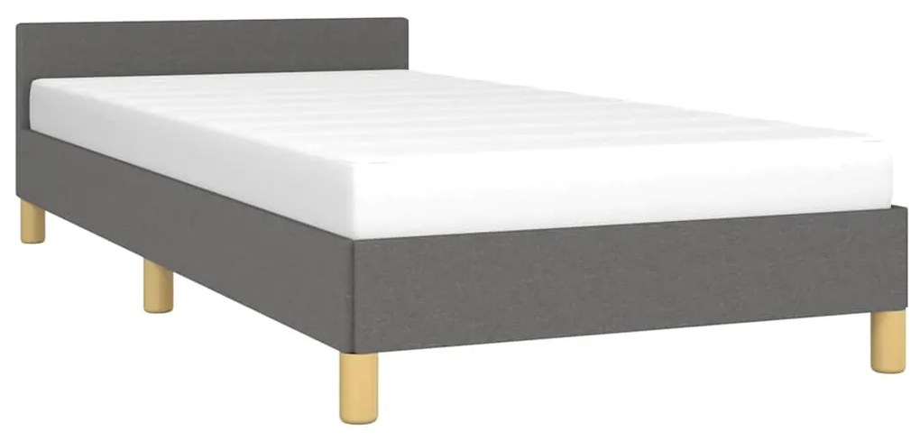 Estrutura de cama sem colchão 100x200 cm tecido cinzento-escuro
