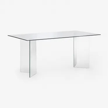 Mesa De Jantar Retangular 180x90 Cm Em Vidro Temperado Purio Transparente - Sklum