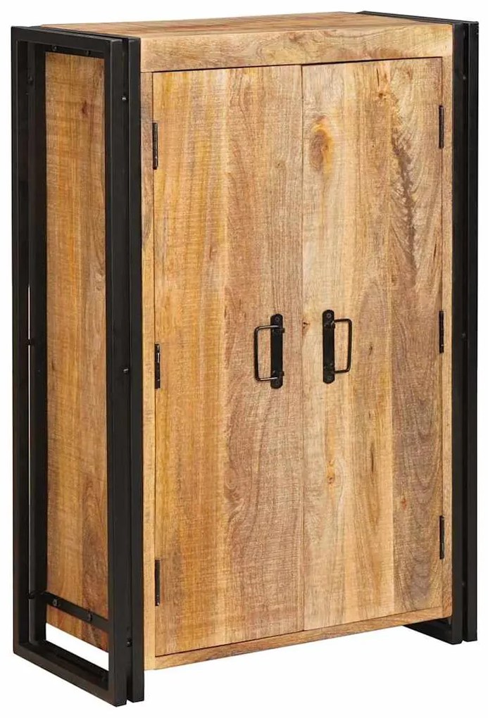 vidaXL Highboard com Portas Madeira de Manga Sólida e Rugosa e Metal