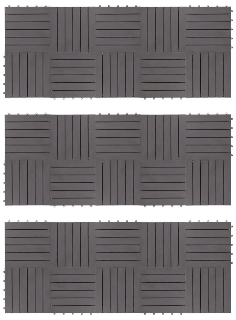 3054433 vidaXL Ladrilhos de terraço 30 pcs 30x30 cm acácia maciça cinzento