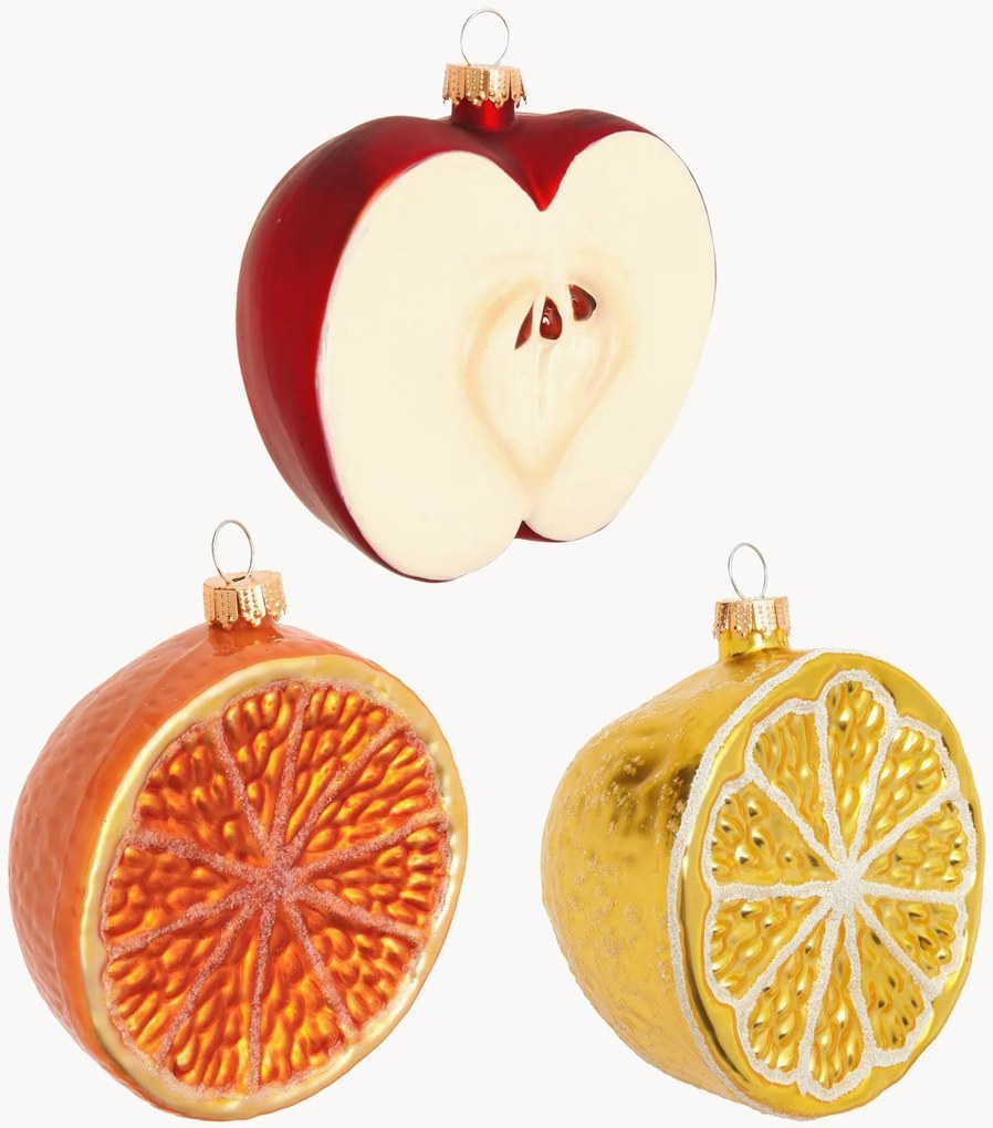 Ornamentos de Natal pintados à mão Fruit, conjunto de 3