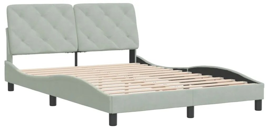 Estrutura de cama sem colchão 140x190 cm veludo cinzento-claro