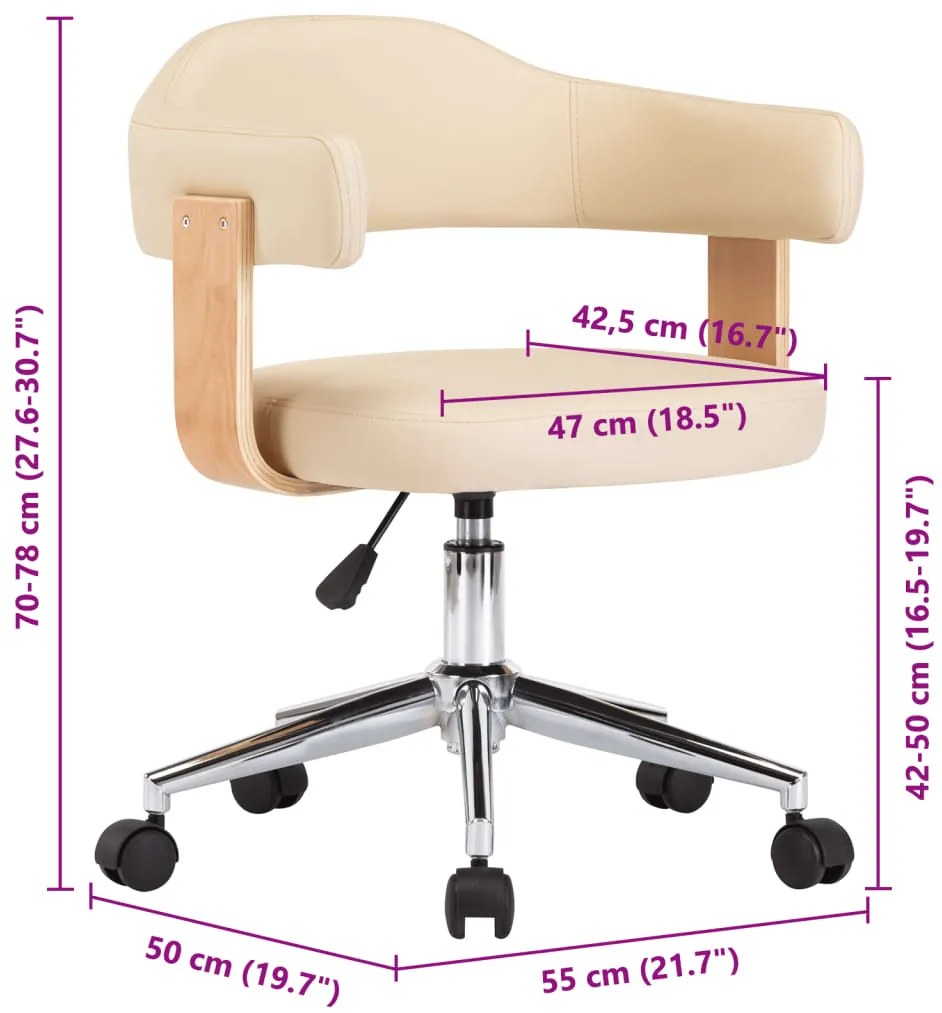 Cadeiras de jantar giratórias 4 pcs couro art. creme