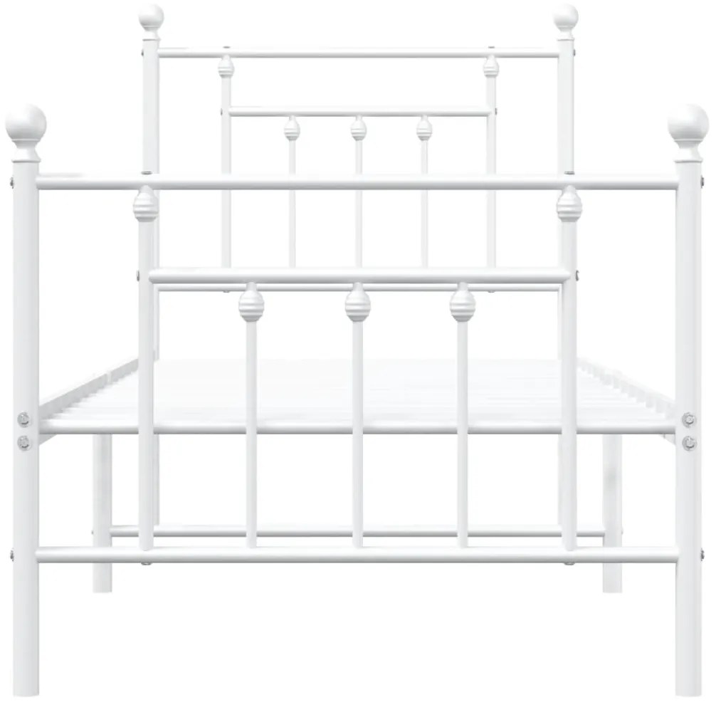 Estrutura de cama com cabeceira e pés 75x190 cm metal branco