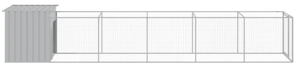 Casota cães c/ parque 110x609x110 cm aço galvaniz. cinza-claro