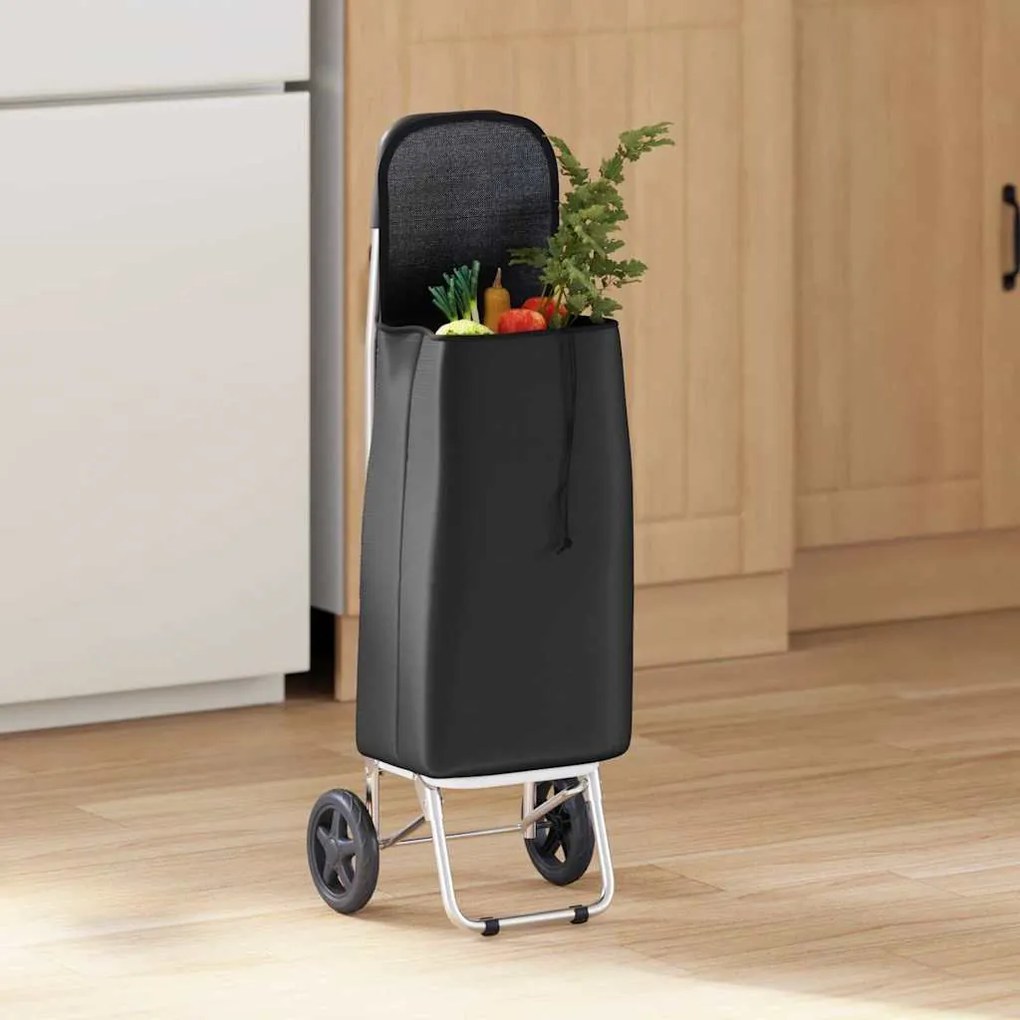 Carrinho de Compras vidaXL com Rodas Preto 35 L