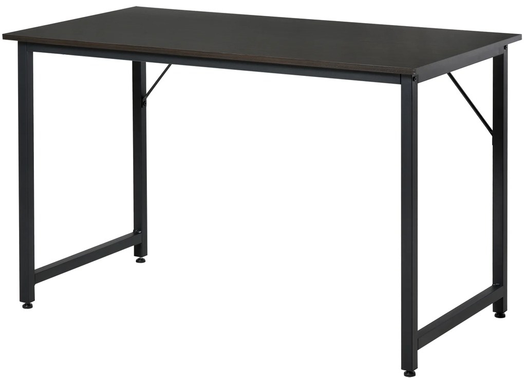HOMCOM Secdretária Mesa de Computador com Pés Ajustáveis e Estrutura em Aço Secretária Estilo Moderno 120x60x73 cm Marrom Escuro e Preto