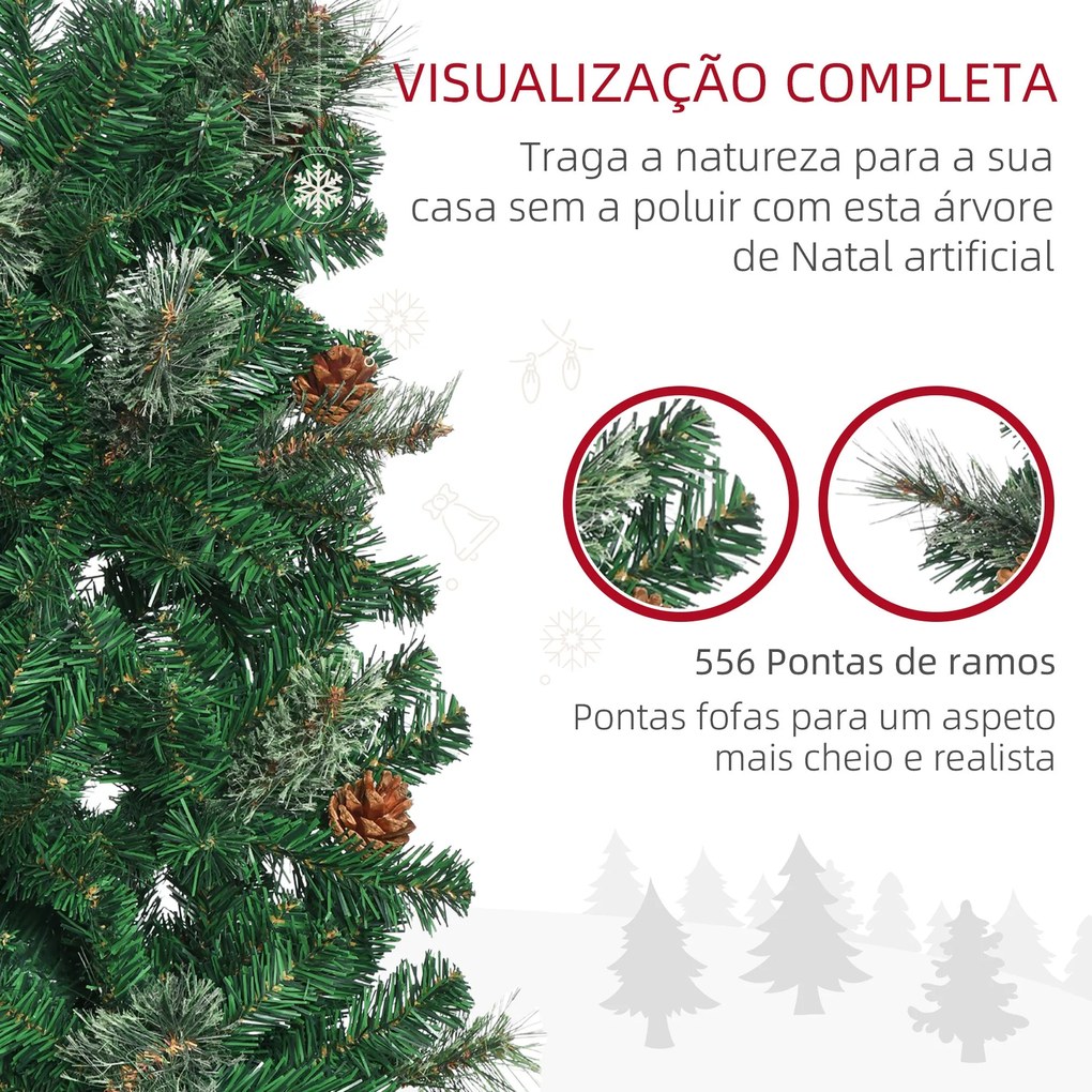 HOMCOM Árvore de Natal Artificial 195 cm Árvore de Natal com 556 Ramos