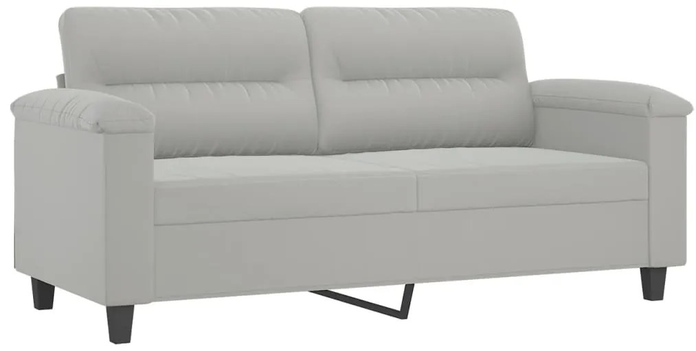 Sofá 2 lugares c/ almofadas 140 cm microfibra cinzento-claro