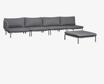 Conjunto De Jardim Com Sofá Modular De Canto De 4 Peças E Puff Em Aço Roubly Cinza Grafito - Sklum