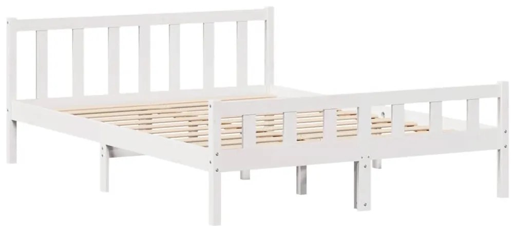 Cama sem colchão 160x200 cm madeira de pinho maciça branco