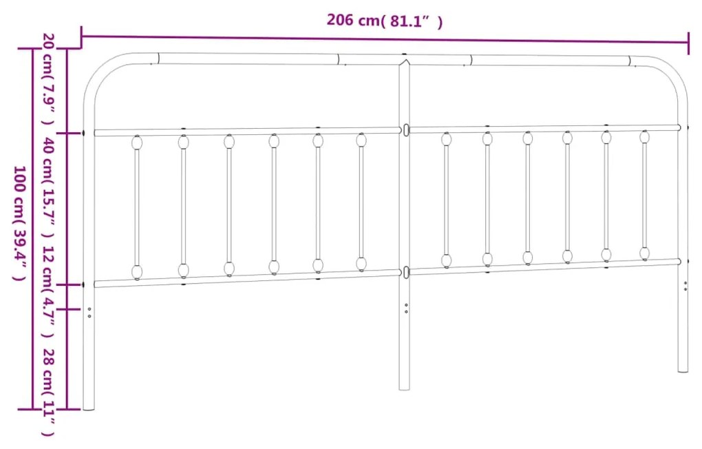 Cabeceira de cama 200 cm metal branco