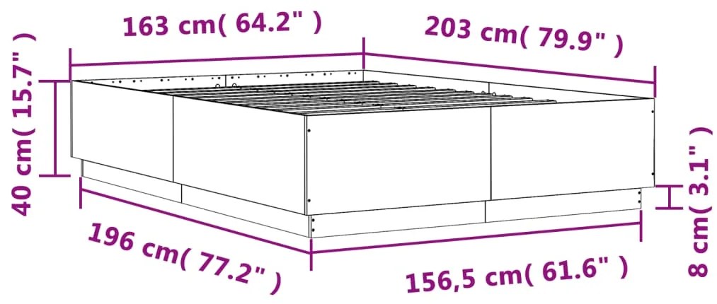 Estrutura de cama 160x200 cm derivados de madeira cinza cimento