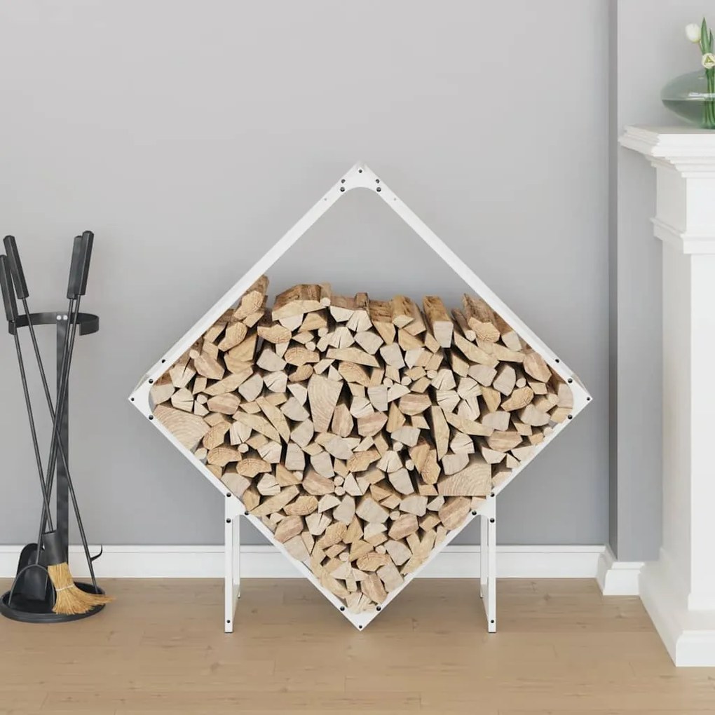 Suporte para lenha 100x25x100 cm aço laminado a frio branco
