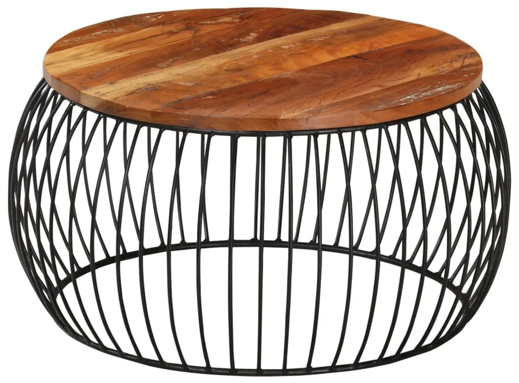 Mesa de centro Ø68 cm madeira recuperada maciça