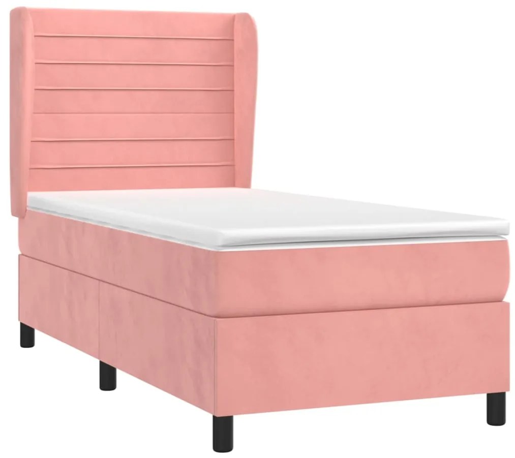 Cama com molas/colchão 90x190 cm veludo rosa