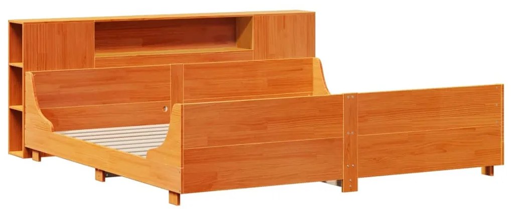 Cama sem colchão 200x200 cm pinho maciço castanho-mel