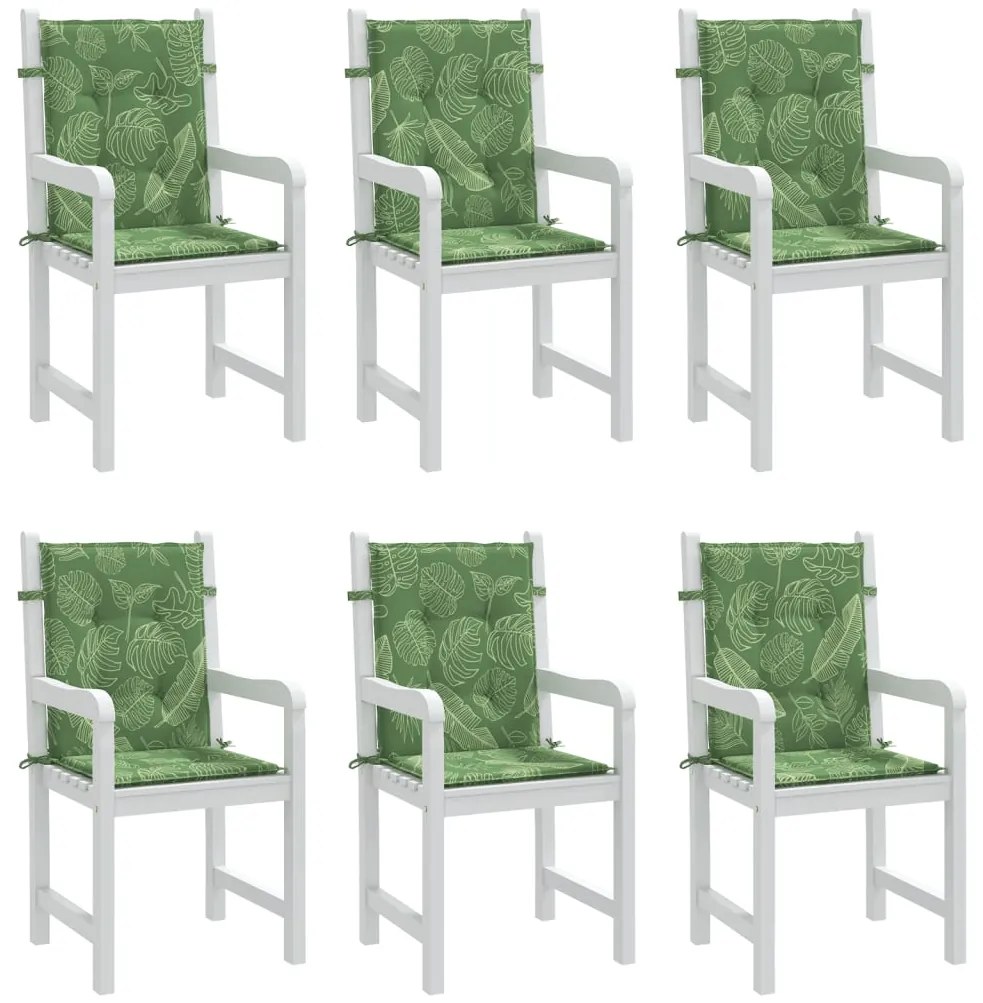 Almofadões cadeira de encosto baixo 6 pcs tecido padrão folhas