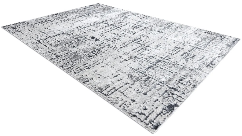Tapete MEFE moderno 8722 Linhas vintage - Structural dois níveis de lã cinza cinzento / branco