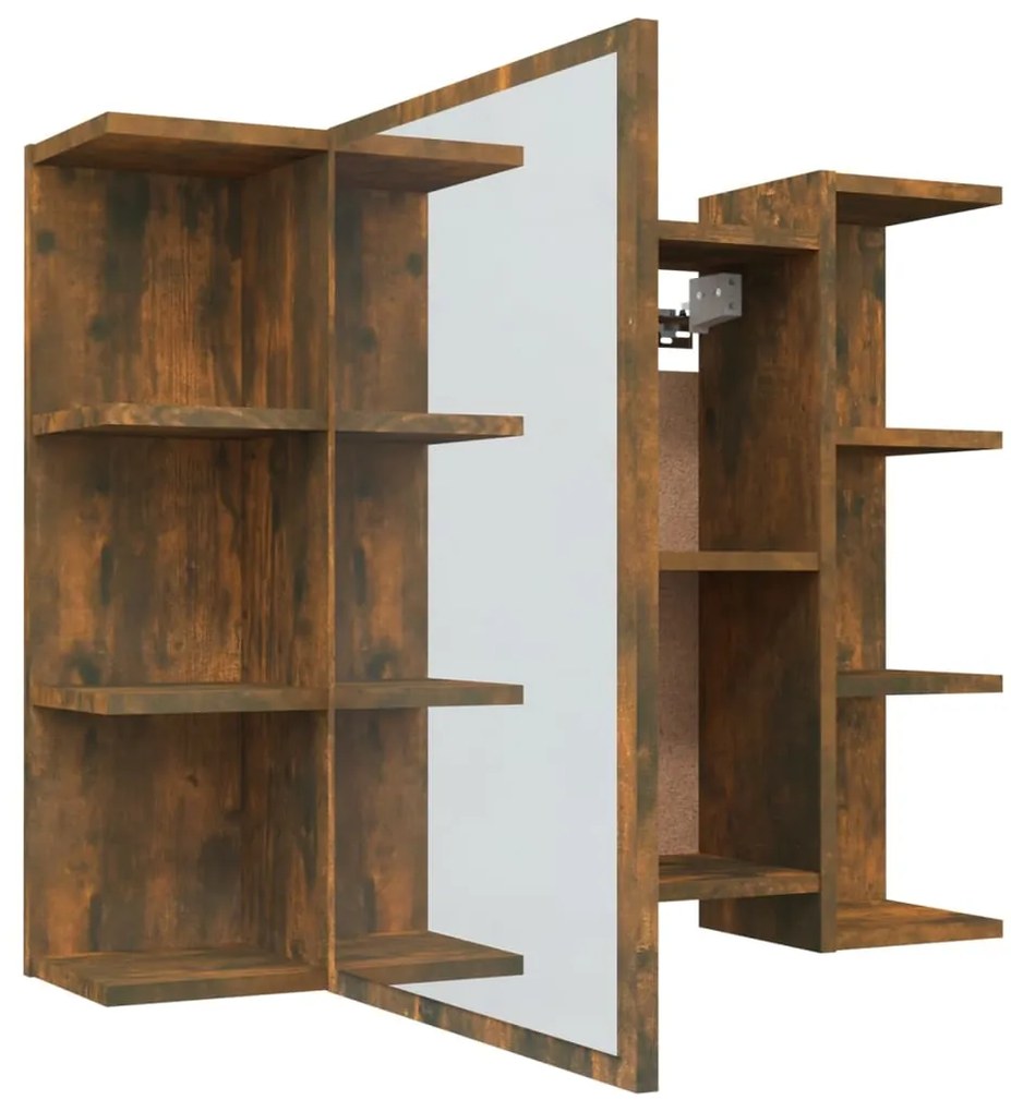 Armário espelhado casa de banho 80x20,5x64 cm madeira fumado