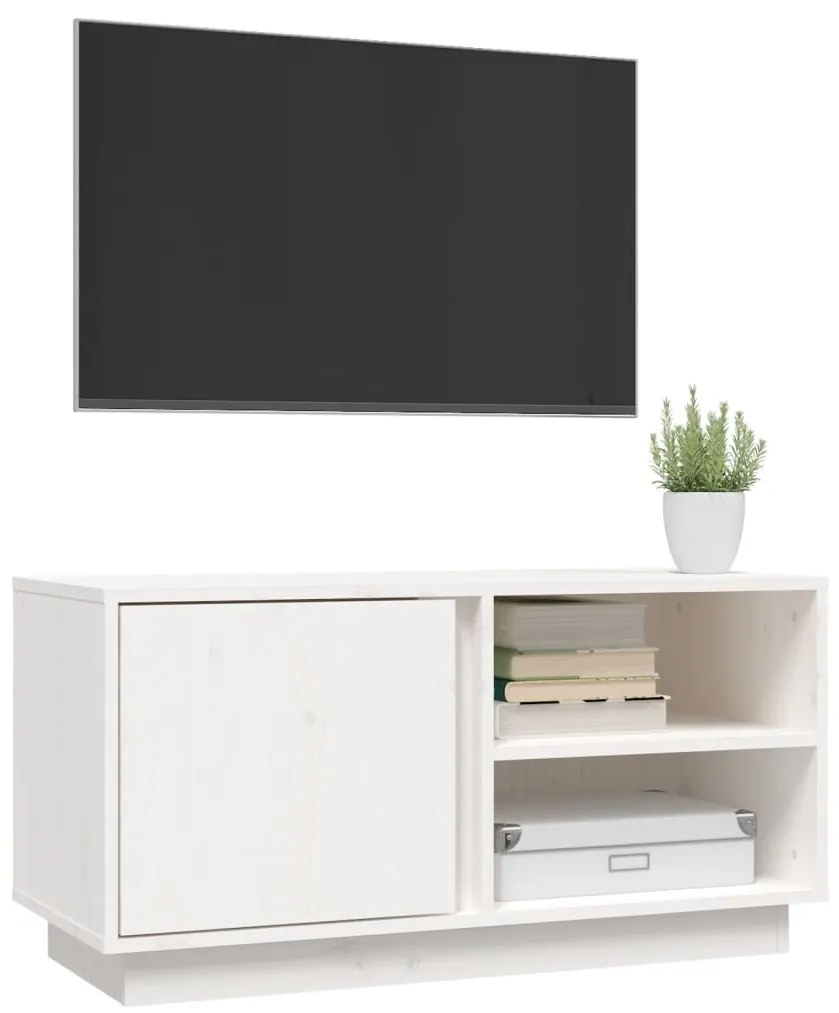 Móvel de TV 80x35x40,5 cm madeira de pinho maciça branco