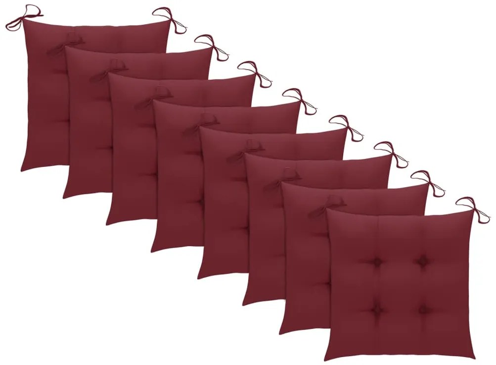 Cadeiras de jardim 8 pcs c/ almofadões madeira de teca maciça