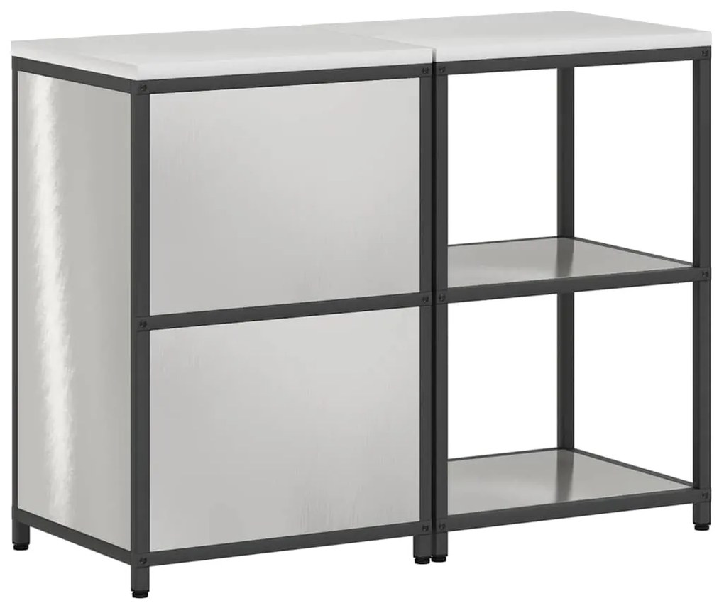 Conjunto de Armazenamento de Cozinha com prateleira 2 pcs Prata