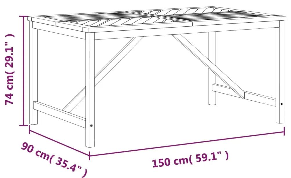 Mesa de jantar para jardim 150x90x74cm madeira de acácia maciça