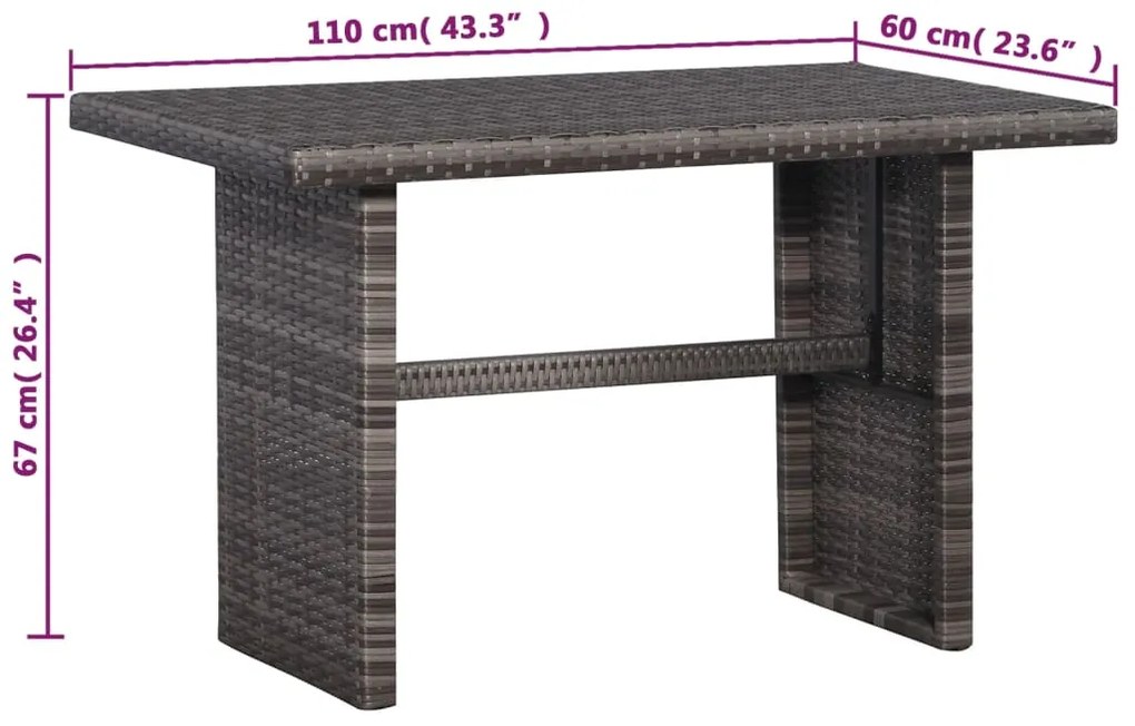 Conjunto de sofás para jardim 11 pcs vime PE cinzento