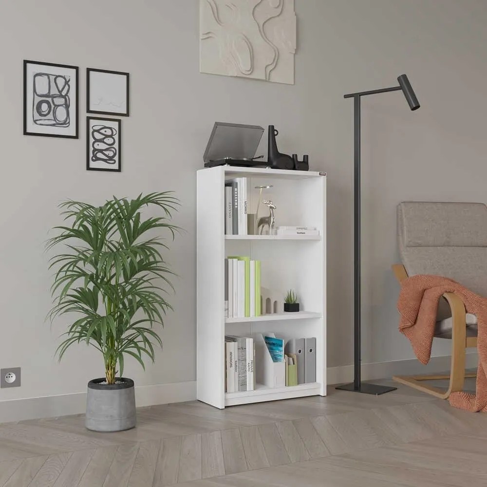 Estante “Milla” — 58x23x106 cm — Design Moderno em Branco com Pratelei