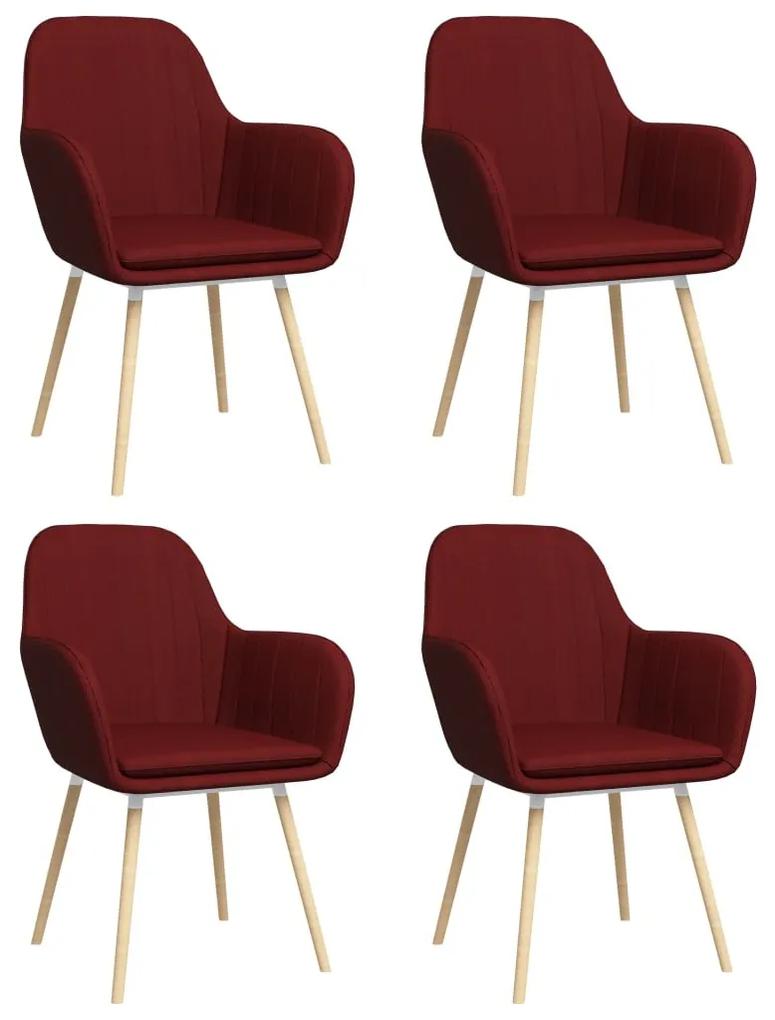 Cadeiras jantar c/ apoio de braços 4 pcs tecido vermelho tinto