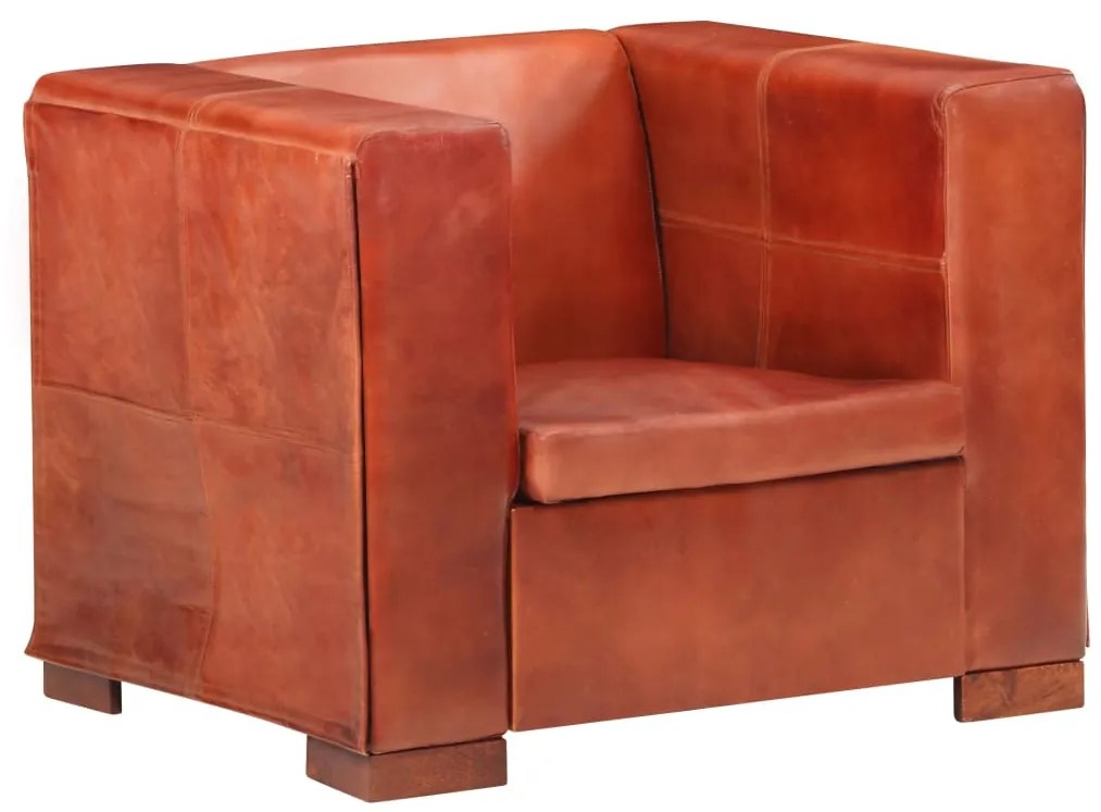 325114 vidaXL Poltrona couro genuíno castanho-escuro