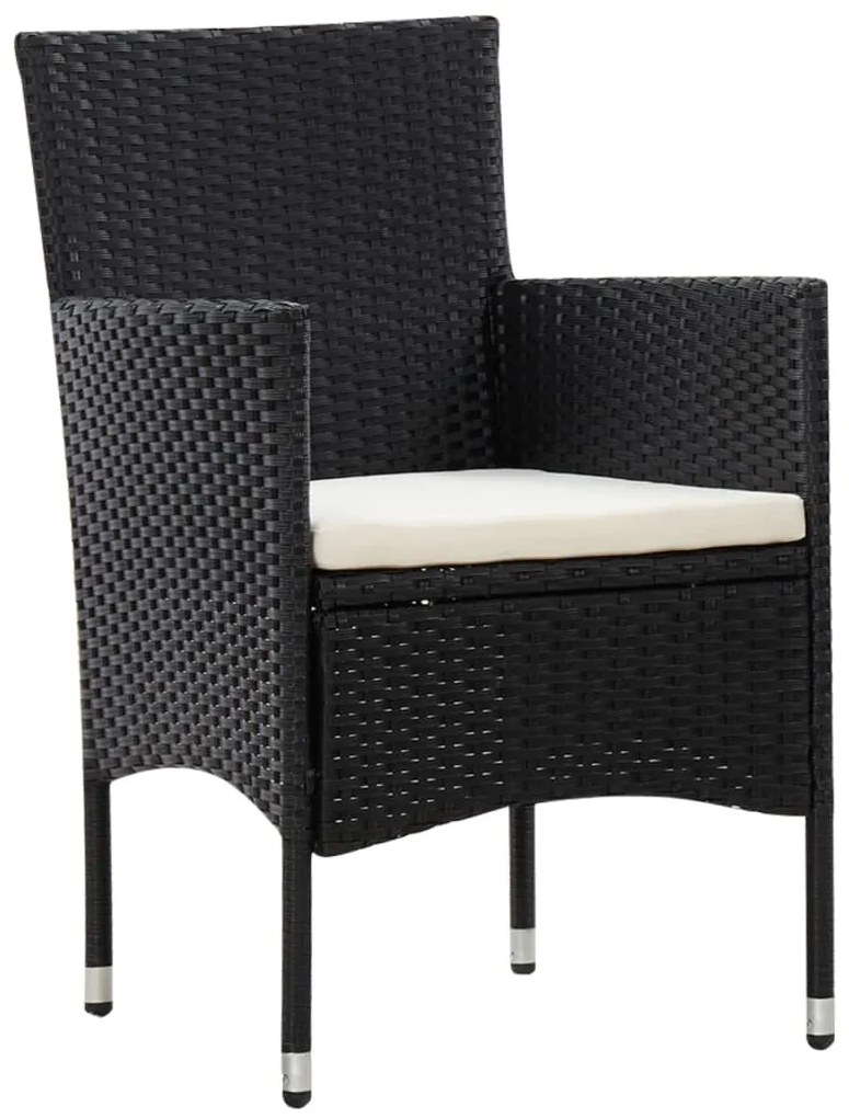 5 pcs conjunto lounge de jardim c/ almofadões vime PE preto