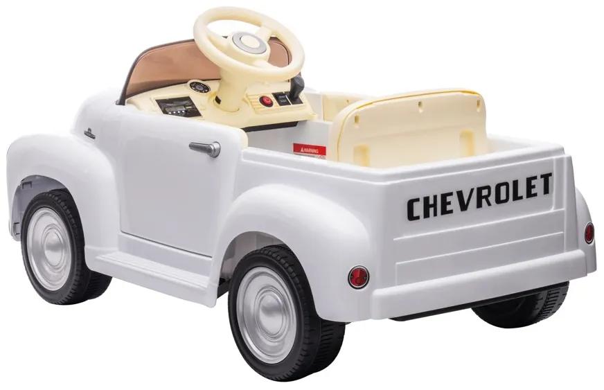 Carro elétrico bateria 12V para Crianças  Chevrolet 3100 Classic0, 12 volts, banco de couro, pneus de borracha EVA Branco