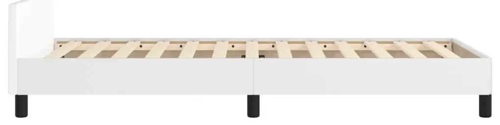Estrutura de cama c/ cabeceira couro artificial 80x200cm branco